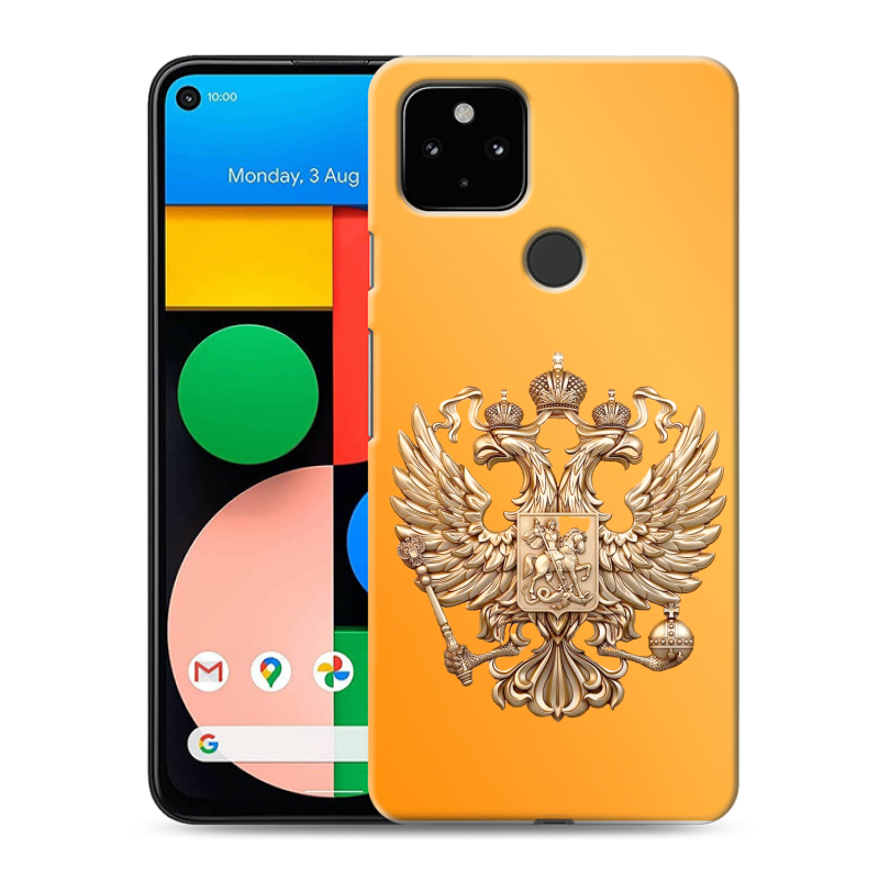 Силиконовый чехол на Google Pixel 4a 5G с принтом Герб Флаг России Силиконовый чехол на Google Pixel 4a 5G с принтом Герб Флаг России