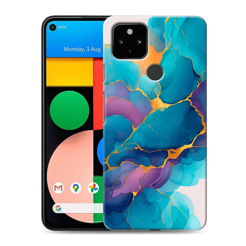 Силиконовый противоударный чехол на Google Pixel 4a 5G с принтом Мрамор блестки Силиконовый противоударный чехол на Google Pixel 4a 5G с принтом Мрамор блестки