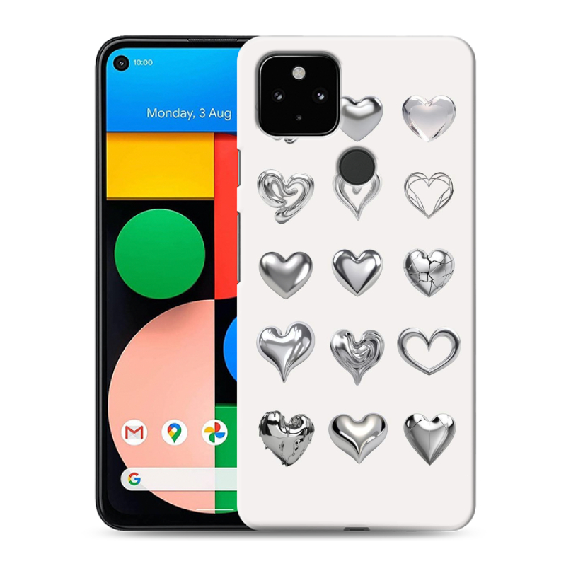 Силиконовый чехол на Google Pixel 4a 5G с принтом Y2K сердечки Силиконовый чехол на Google Pixel 4a 5G с принтом Y2K сердечки