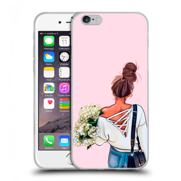 Силиконовый чехол на Iphone 6/6s с принтом Девушка и букет