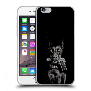 Силиконовый чехол на Iphone 6/6s с принтом Доберман и пистолет