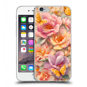 Силиконовый чехол на Iphone 6/6s с принтом Цветы и бабочки Силиконовый чехол на Iphone 6/6s с принтом Цветы и бабочки