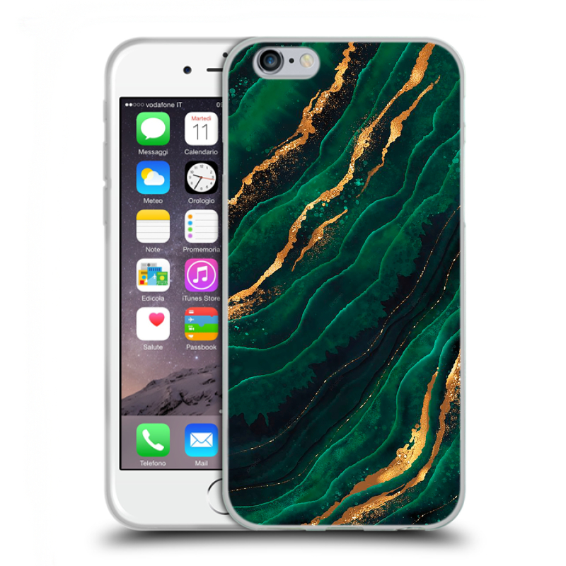 Силиконовый чехол на Iphone 6/6s с принтом Мрамор зеленое золото Силиконовый чехол на Iphone 6/6s с принтом Мрамор зеленое золото
