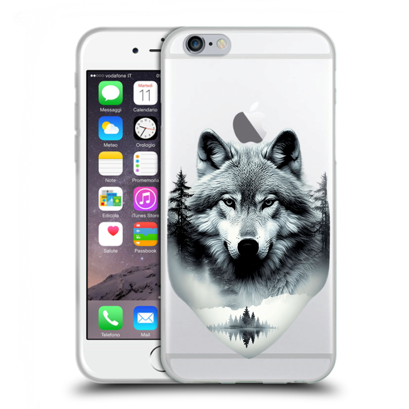 Пластиковый чехол на Iphone 6/6s с принтом Волк в лесу Пластиковый чехол на Iphone 6/6s с принтом Волк в лесу