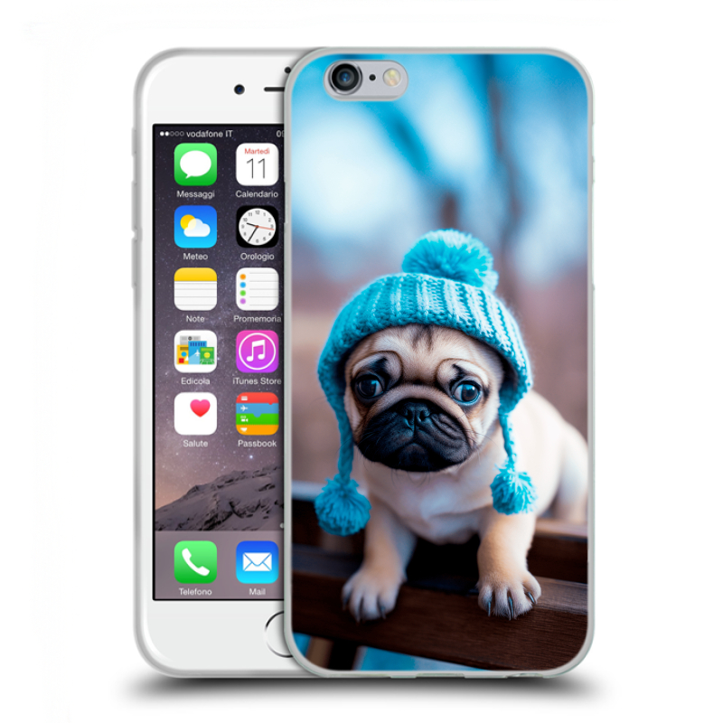 Пластиковый чехол на Iphone 6/6s с принтом Мопс в шапке Пластиковый чехол на Iphone 6/6s с принтом Мопс в шапке