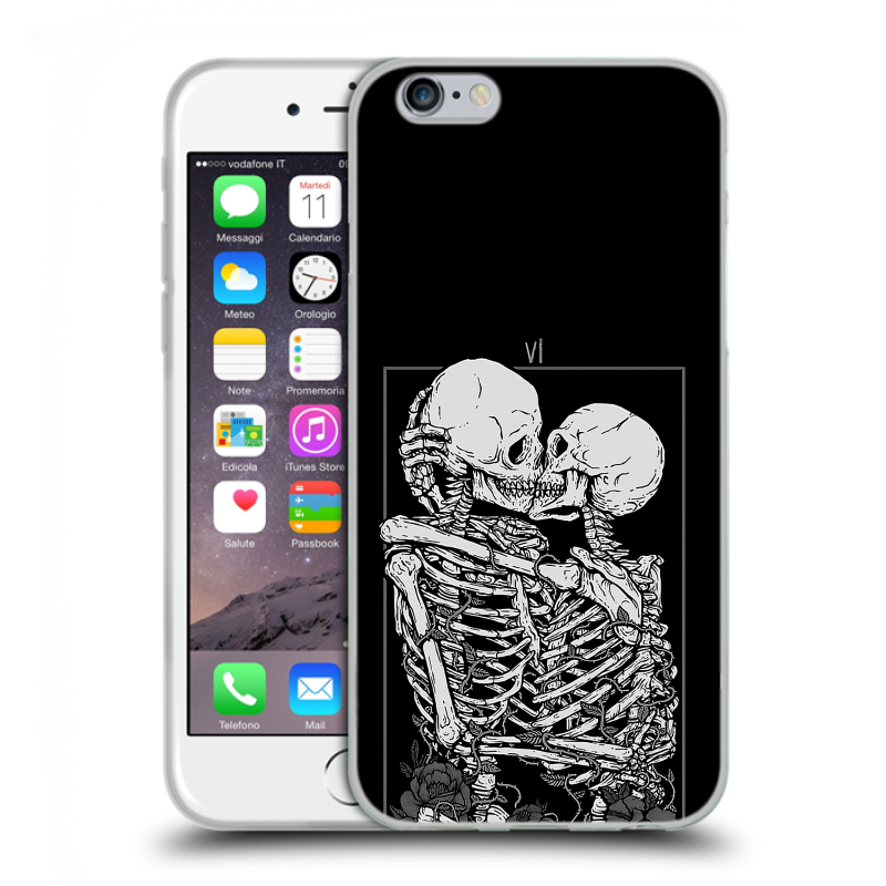 Пластиковый чехол на Iphone 6/6s с принтом Поцелуй скелетов Пластиковый чехол на Iphone 6/6s с принтом Поцелуй скелетов