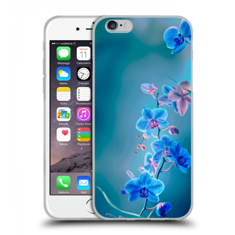 Силиконовый чехол на Iphone 6/6s с принтом Голубые цветы Силиконовый чехол на Iphone 6/6s с принтом Голубые цветы