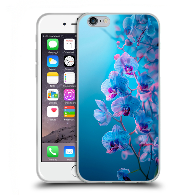 Пластиковый чехол на Iphone 6/6s с принтом голубые орхидеи Пластиковый чехол на Iphone 6/6s с принтом голубые орхидеи