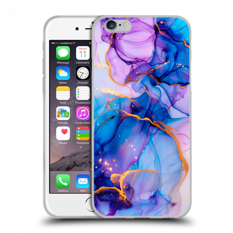Силиконовый чехол на Iphone 6/6s с принтом синий мрамор Силиконовый чехол на Iphone 6/6s с принтом синий мрамор