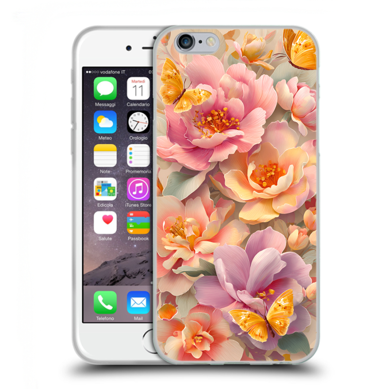 Пластиковый чехол на Iphone 6/6s с принтом Цветы и бабочки Пластиковый чехол на Iphone 6/6s с принтом Цветы и бабочки