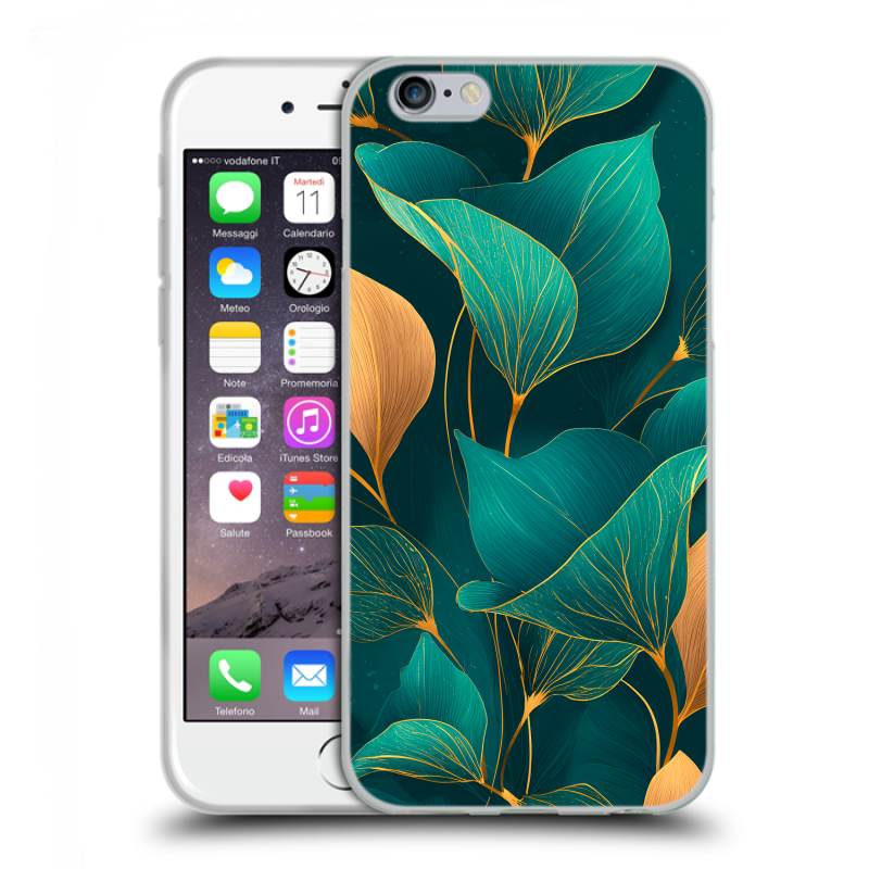 Силиконовый чехол на Iphone 6/6s с принтом Листья и золото Силиконовый чехол на Iphone 6/6s с принтом Листья и золото