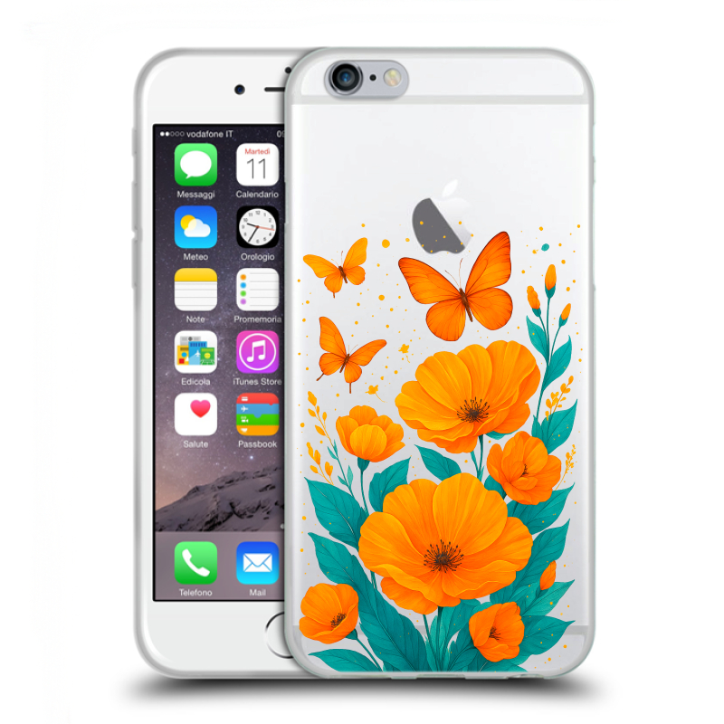 Силиконовый противоударный чехол на Iphone 6/6s с принтом цветы бабочки Силиконовый противоударный чехол на Iphone 6/6s с принтом цветы бабочки