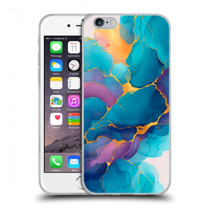 Силиконовый противоударный чехол на Iphone 6/6s с принтом Мрамор блестки Силиконовый противоударный чехол на Iphone 6/6s с принтом Мрамор блестки