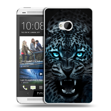 Пластиковый чехол на HTC One (M7) Dual SIM с принтом Темный леопард Пластиковый чехол на HTC One (M7) Dual SIM с принтом Темный леопард