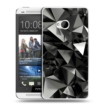Пластиковый чехол на HTC One (M7) Dual SIM модель 2013 год с принтом Черные кристаллы