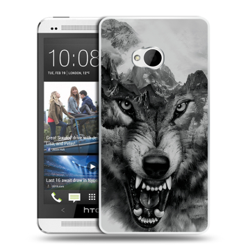 Пластиковый чехол на HTC One (M7) Dual SIM модель 2013 год с принтом Волк