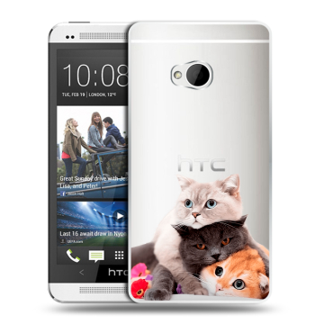 Пластиковый чехол на HTC One (M7) Dual SIM модель 2013 год с принтом Кошки