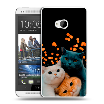 Пластиковый чехол на HTC One (M7) Dual SIM модель 2013 год с принтом Кошки
