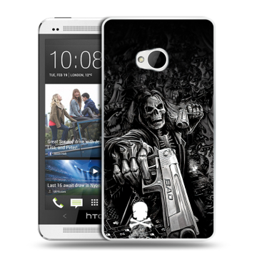 Пластиковый чехол на HTC One (M7) Dual SIM модель 2013 год с принтом Скелет