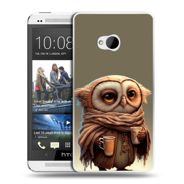 Пластиковый чехол на HTC One (M7) Dual SIM модель 2013 год с принтом Сова