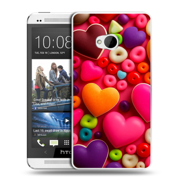 Пластиковый чехол на HTC One (M7) Dual SIM с принтом Сердечки Пластиковый чехол на HTC One (M7) Dual SIM с принтом Сердечки