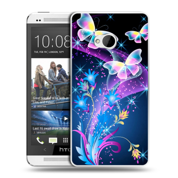 Пластиковый чехол на HTC One (M7) Dual SIM с принтом Бабочки Пластиковый чехол на HTC One (M7) Dual SIM с принтом Бабочки