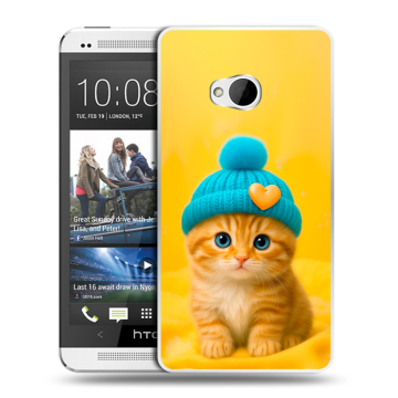 Пластиковый чехол на HTC One (M7) Dual SIM с принтом Котенок в шапке Пластиковый чехол на HTC One (M7) Dual SIM с принтом Котенок в шапке