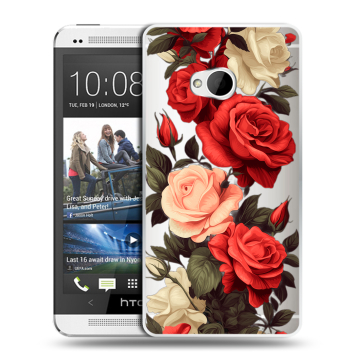 Пластиковый чехол на HTC One (M7) Dual SIM с принтом Розы Пластиковый чехол на HTC One (M7) Dual SIM с принтом Розы