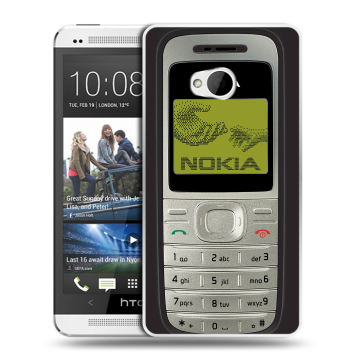 Пластиковый чехол на HTC One (M7) Dual SIM с принтом Ретро Нокия