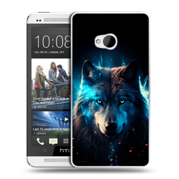 Пластиковый чехол на HTC One (M7) Dual SIM с принтом Волк ночной