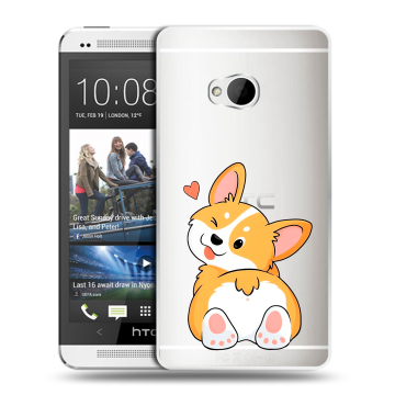 Пластиковый чехол на HTC One (M7) Dual SIM с принтом Корги Пластиковый чехол на HTC One (M7) Dual SIM с принтом Корги