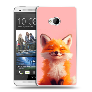 Пластиковый чехол на HTC One (M7) Dual SIM с принтом милая лиса Пластиковый чехол на HTC One (M7) Dual SIM с принтом милая лиса