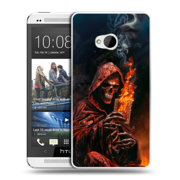 Пластиковый чехол на HTC One (M7) Dual SIM с принтом Скелет и карты Пластиковый чехол на HTC One (M7) Dual SIM с принтом Скелет и карты