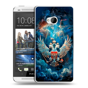 Пластиковый чехол на HTC One (M7) Dual SIM с принтом Герб флаг России Пластиковый чехол на HTC One (M7) Dual SIM с принтом Герб флаг России