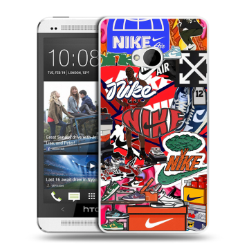 Пластиковый чехол на HTC One (M7) Dual SIM с принтом Найк Nike яркий Пластиковый чехол на HTC One (M7) Dual SIM с принтом Найк Nike яркий