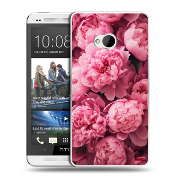 Пластиковый чехол на HTC One (M7) Dual SIM с принтом цветы пионы Пластиковый чехол на HTC One (M7) Dual SIM с принтом цветы пионы