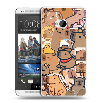 Пластиковый чехол на HTC One (M7) Dual SIM с принтом капибара Пластиковый чехол на HTC One (M7) Dual SIM с принтом капибара