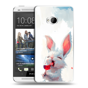 Пластиковый чехол на HTC One (M7) Dual SIM с принтом кролик зайчик Пластиковый чехол на HTC One (M7) Dual SIM с принтом кролик зайчик