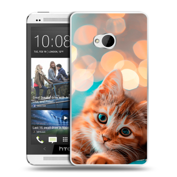 Пластиковый чехол на HTC One (M7) Dual SIM с принтом котик Пластиковый чехол на HTC One (M7) Dual SIM с принтом котик