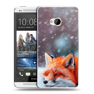 Пластиковый чехол на HTC One (M7) Dual SIM с принтом лиса Пластиковый чехол на HTC One (M7) Dual SIM с принтом лиса