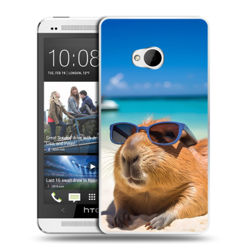 Пластиковый чехол на HTC One (M7) Dual SIM с принтом Капибара Пластиковый чехол на HTC One (M7) Dual SIM с принтом Капибара