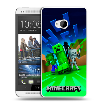 Пластиковый чехол на HTC One (M7) Dual SIM с принтом Майнкрафт Пластиковый чехол на HTC One (M7) Dual SIM с принтом Майнкрафт