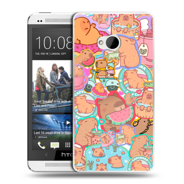 Пластиковый чехол на HTC One (M7) Dual SIM с принтом капибары Пластиковый чехол на HTC One (M7) Dual SIM с принтом капибары