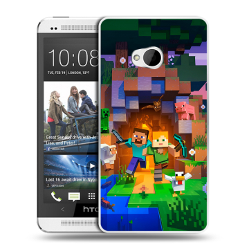 Пластиковый чехол на HTC One (M7) Dual SIM с принтом Майнкрафт Minecraft Пластиковый чехол на HTC One (M7) Dual SIM с принтом Майнкрафт Minecraft