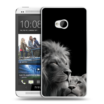 Пластиковый чехол на HTC One (M7) Dual SIM с принтом Лев кошки