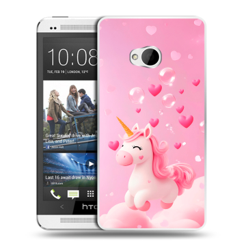 Пластиковый чехол на HTC One (M7) Dual SIM с принтом Единорог Пластиковый чехол на HTC One (M7) Dual SIM с принтом Единорог