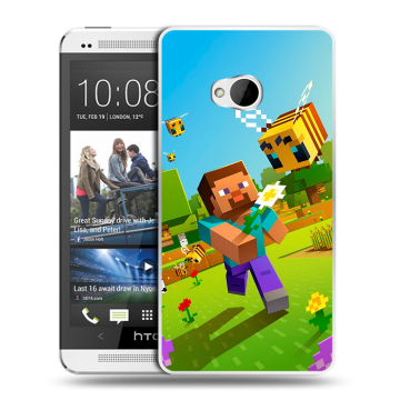 Пластиковый чехол на HTC One (M7) Dual SIM с принтом Майнкрафт Minecraft