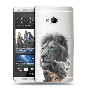 Пластиковый чехол на HTC One (M7) Dual SIM с принтом Львы