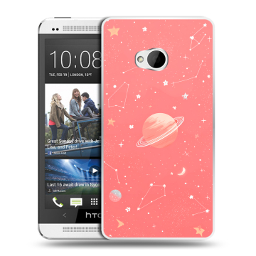 Пластиковый чехол на HTC One (M7) Dual SIM с принтом Розовый космос