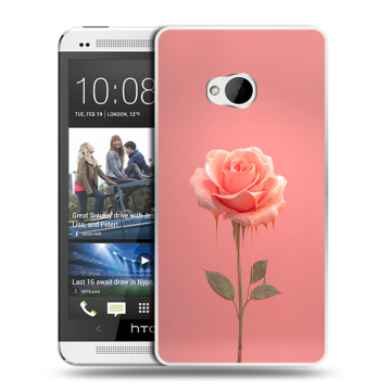 Пластиковый чехол на HTC One (M7) Dual SIM с принтом Розовая роза